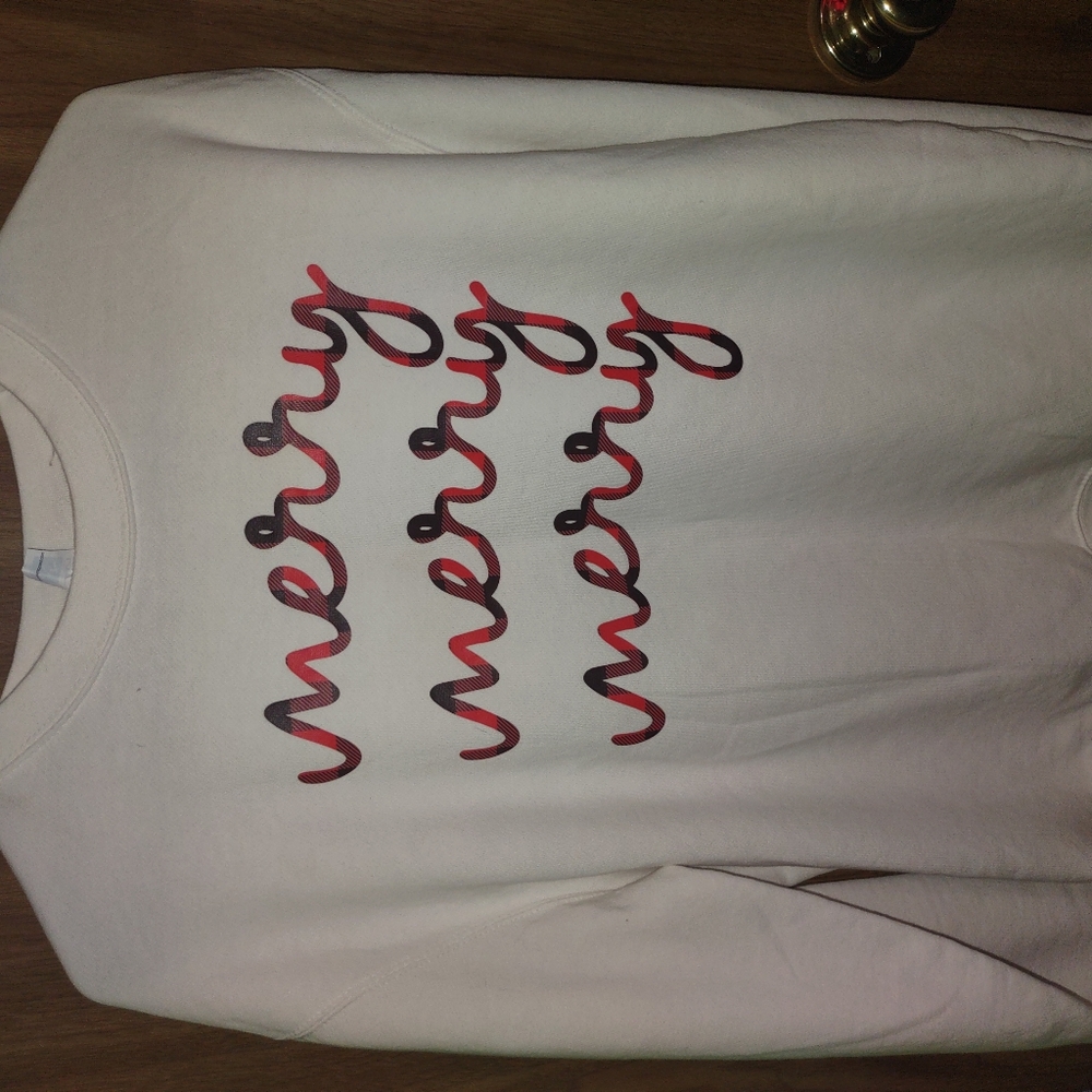 White 'Merry' Graphic Sweatshirt